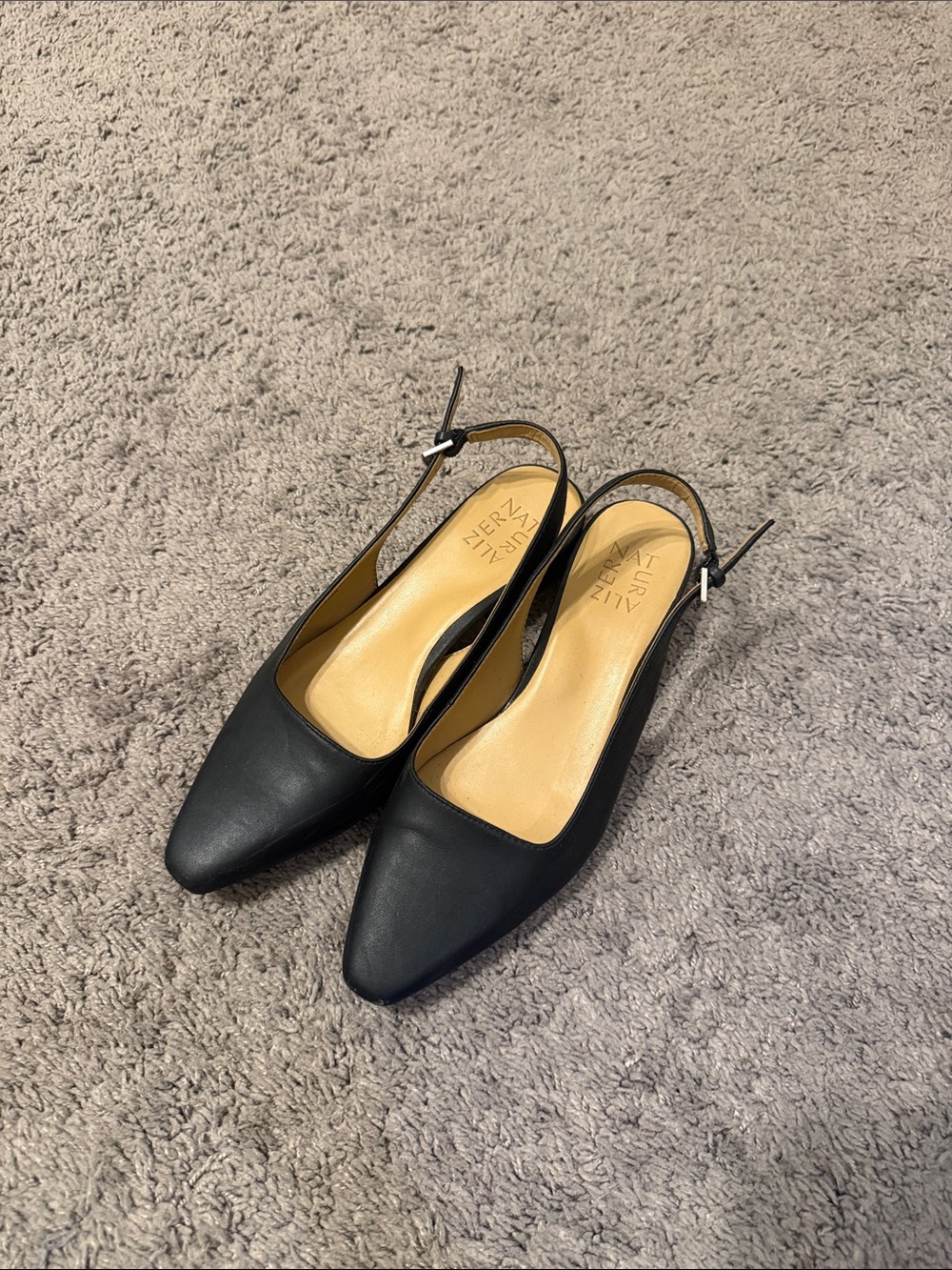 Naturalizer Black Leather Slingback Pointed-Toe heels